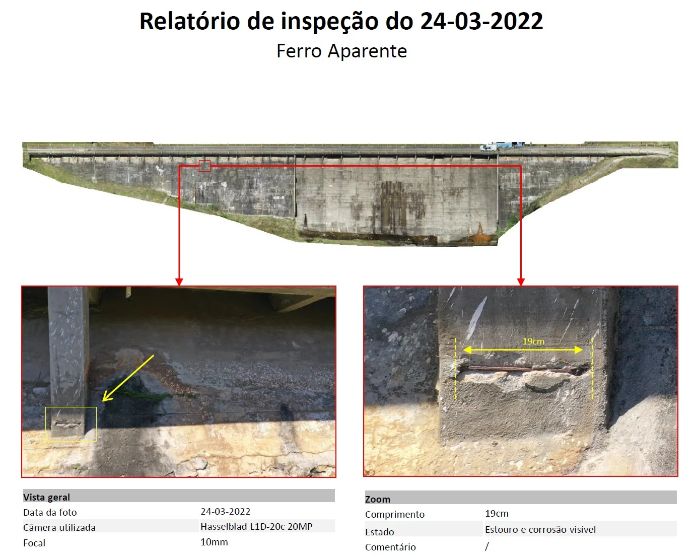 Ficha de defeito: armadura exposta