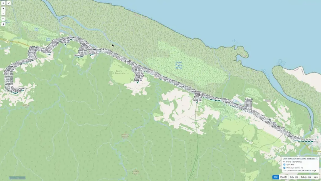Módulo de inspeção de torres: 441 estruturas e 2 927 fotos de uma linha de alta tensão na Guiana
